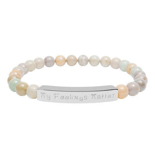 My Feelings Matter Engraved Natural Stone Stretch Bracelet