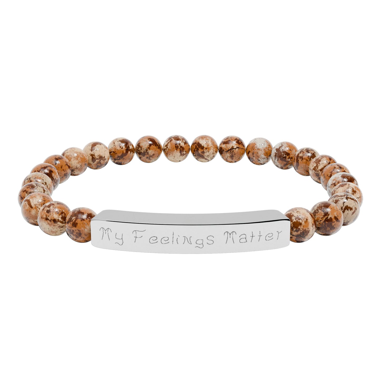 My Feelings Matter Engraved Natural Stone Stretch Bracelet