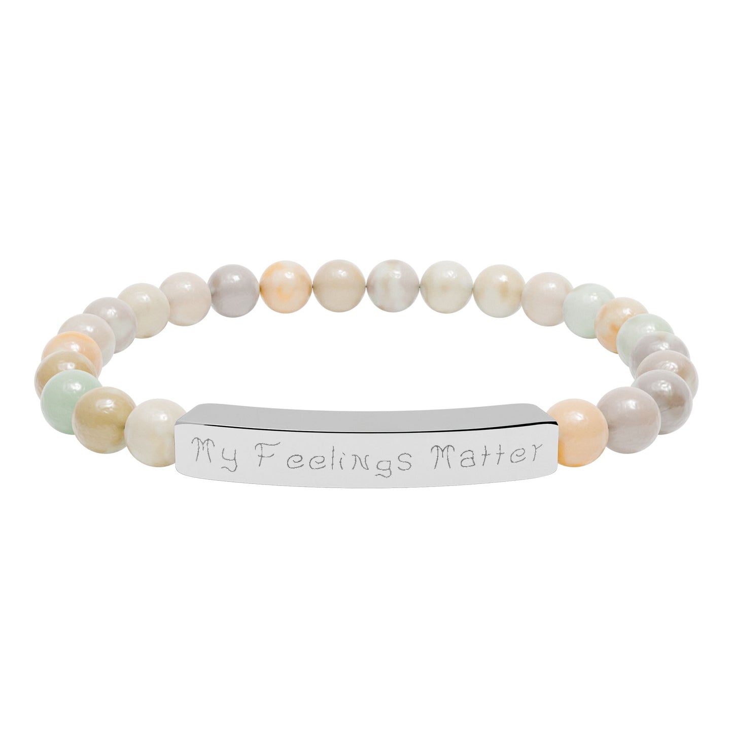 My Feelings Matter Engraved Natural Stone Stretch Bracelet