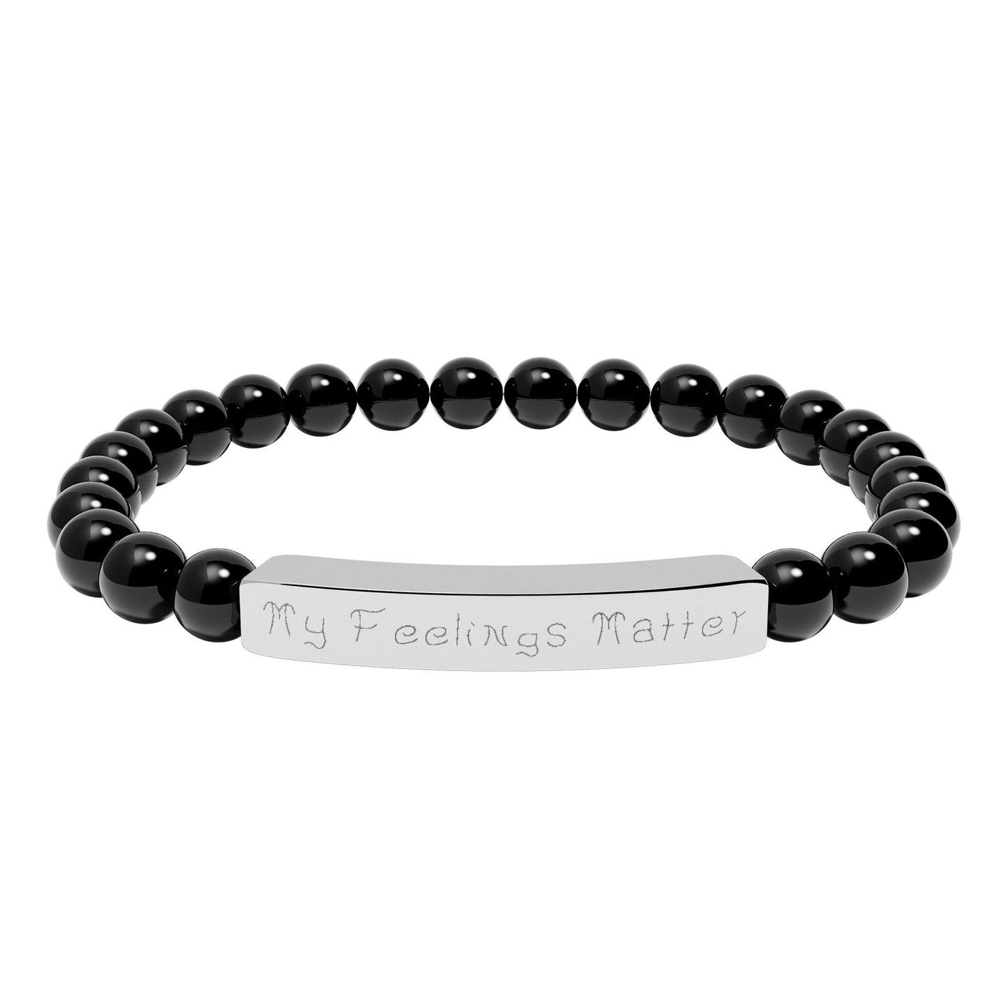 My Feelings Matter Engraved Natural Stone Stretch Bracelet