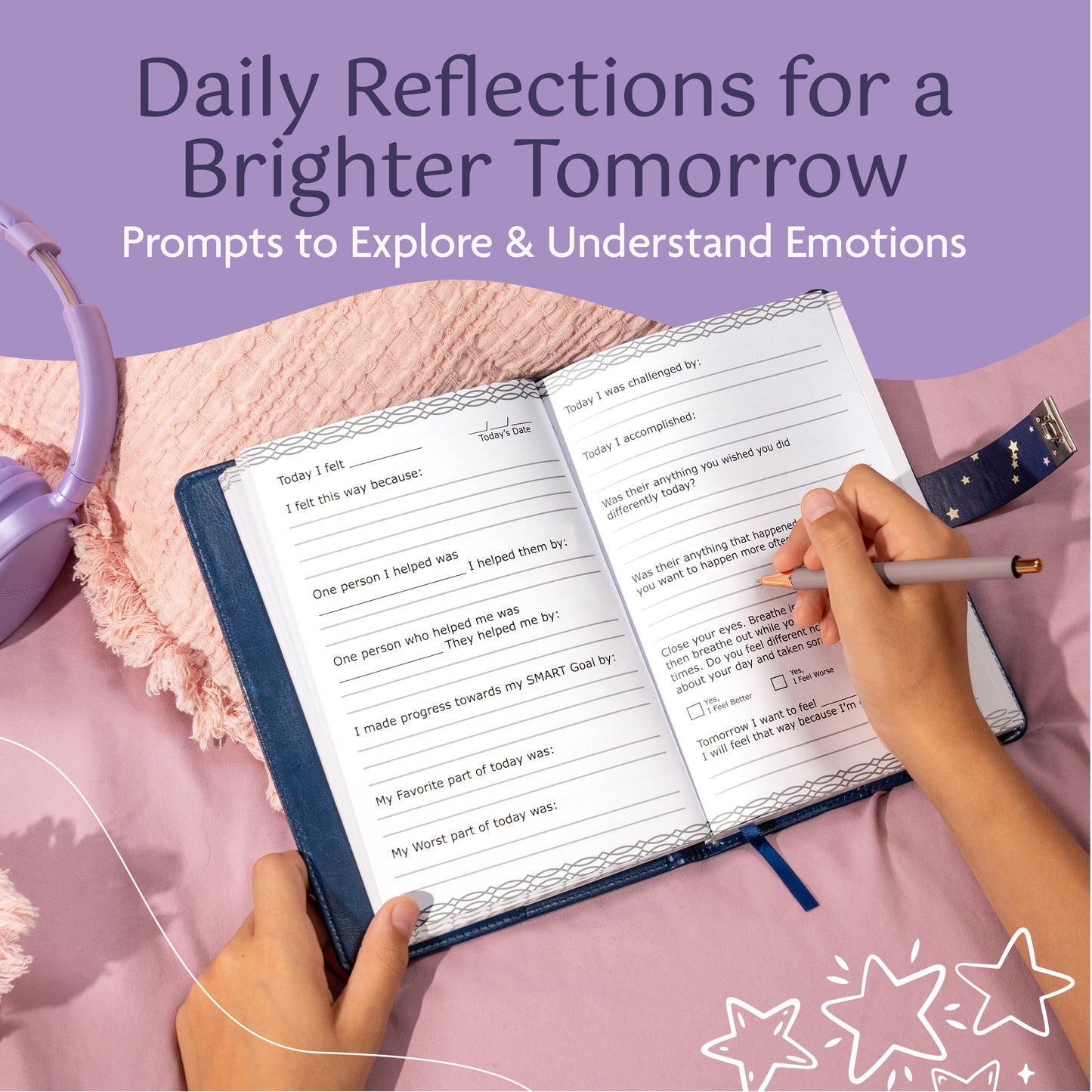 "My Feelings are Valid" Daily Locking Prompt Journal Diary for Tweens image 4