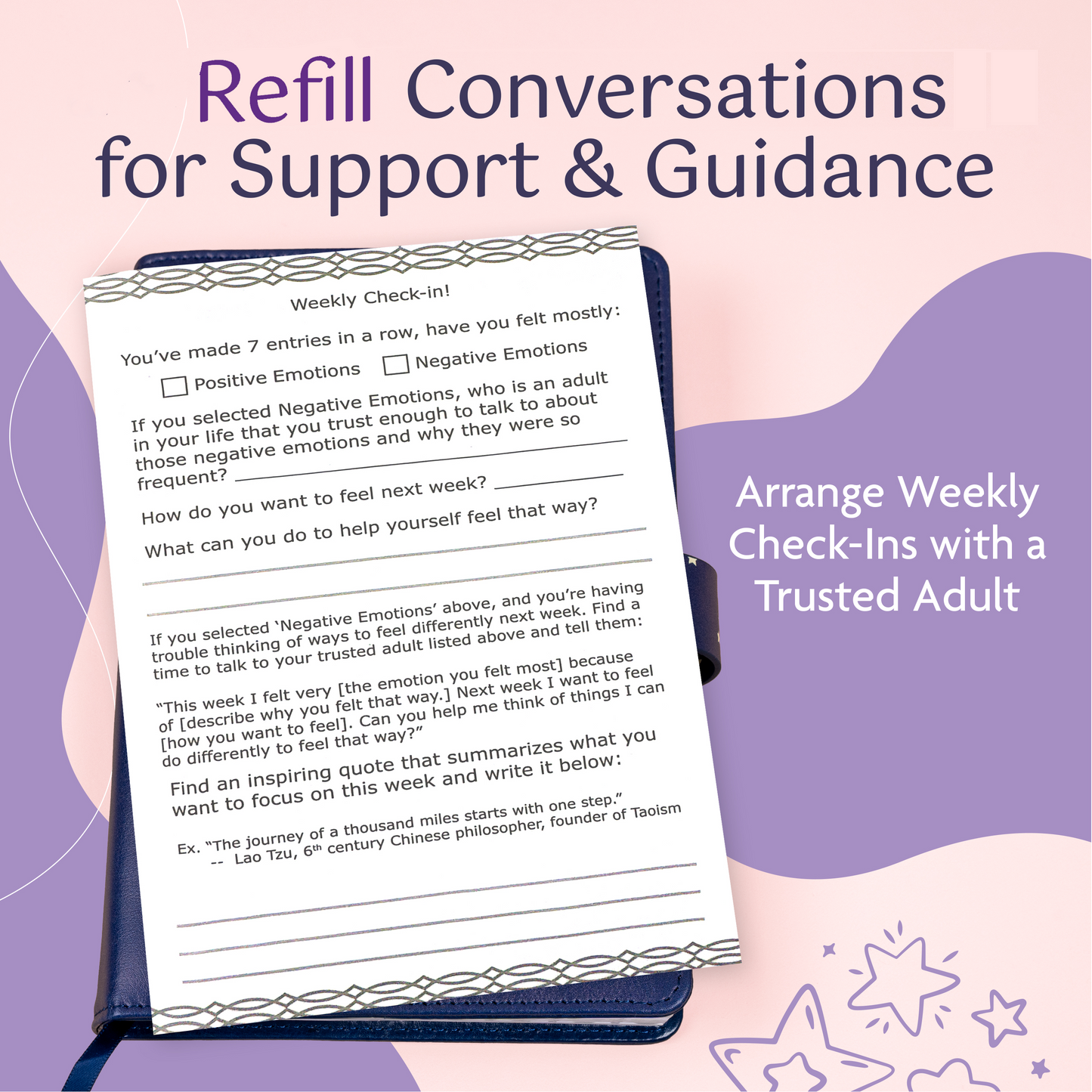 REFILL for "My Feelings are Valid" Daily Locking Prompt Journal Diary for Tweens image 6