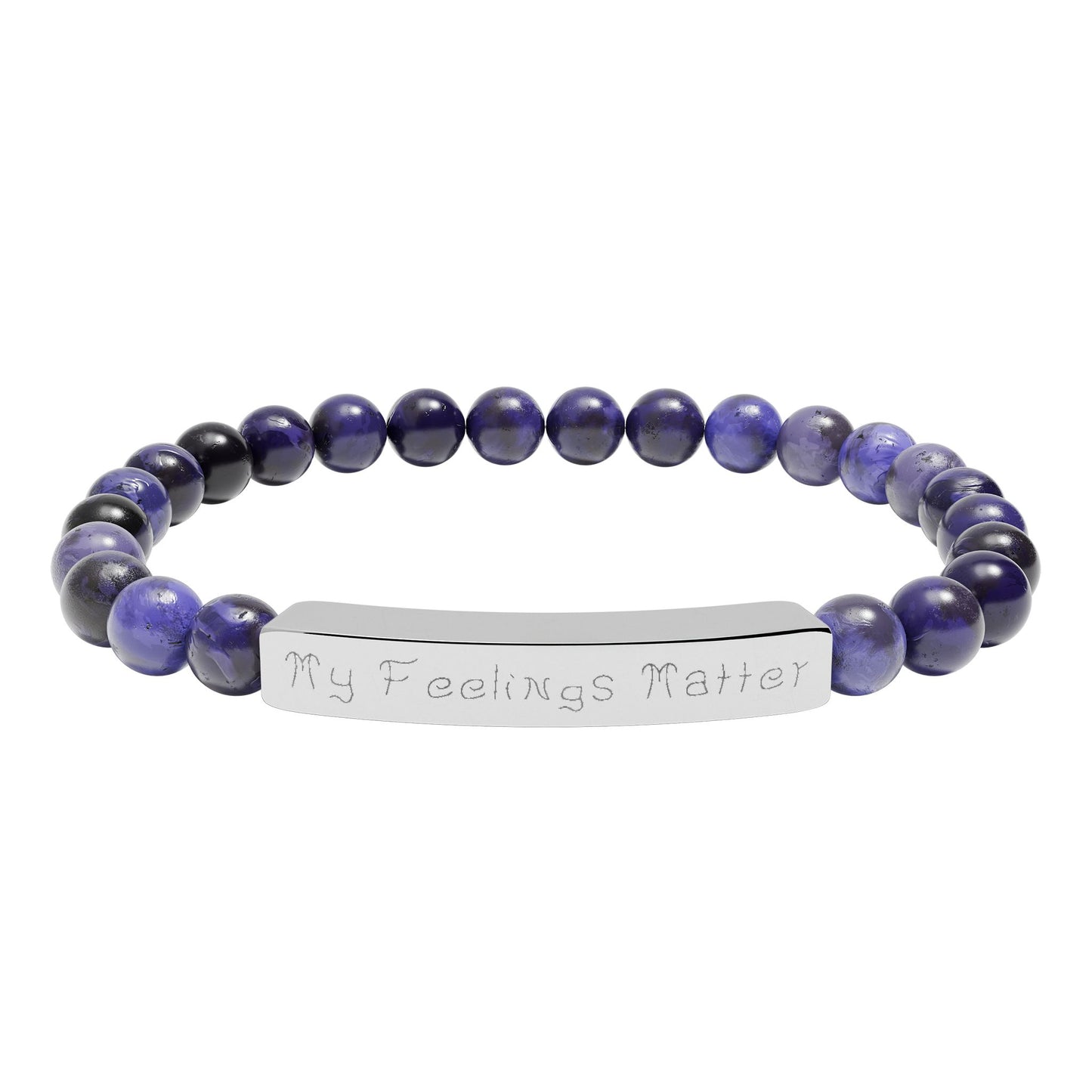 My Feelings Matter Engraved Natural Stone Stretch Bracelet