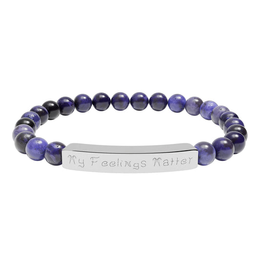 My Feelings Matter Engraved Natural Stone Stretch Bracelet