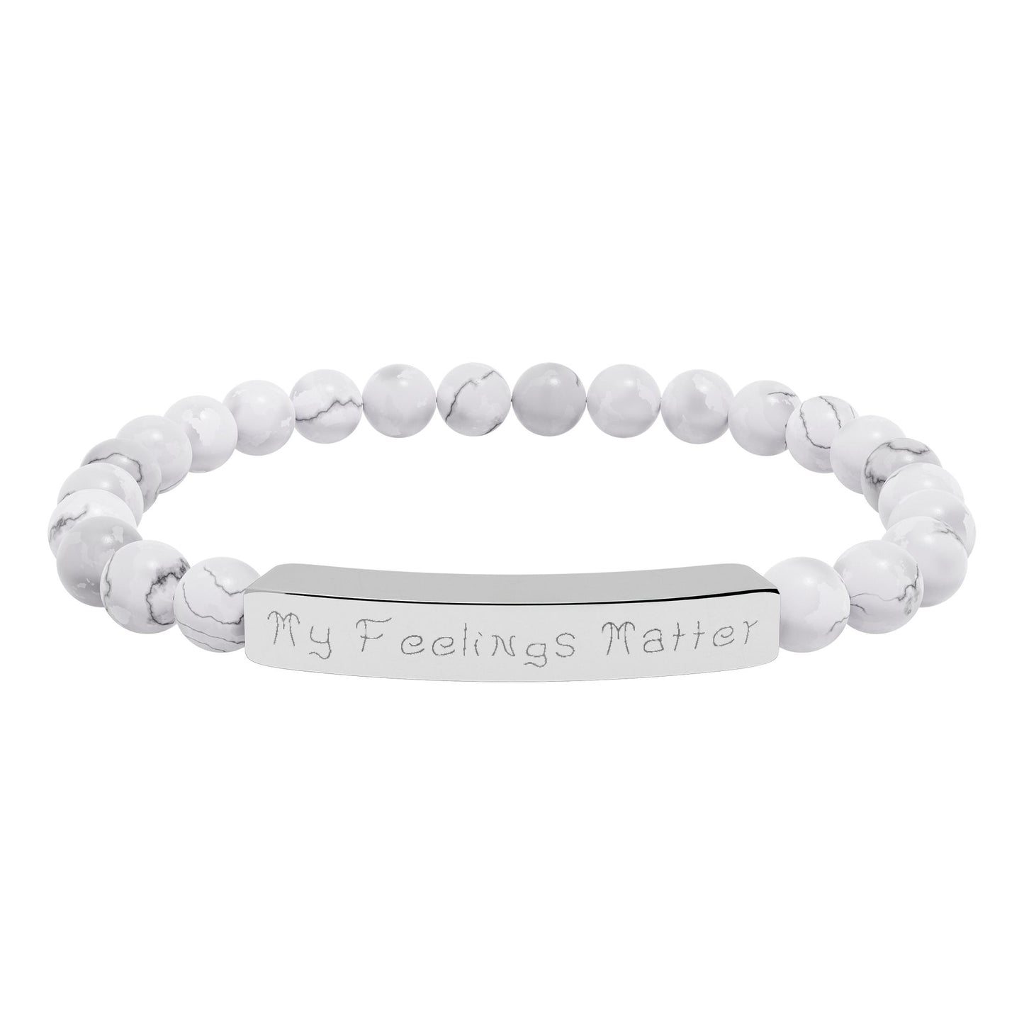 My Feelings Matter Engraved Natural Stone Stretch Bracelet
