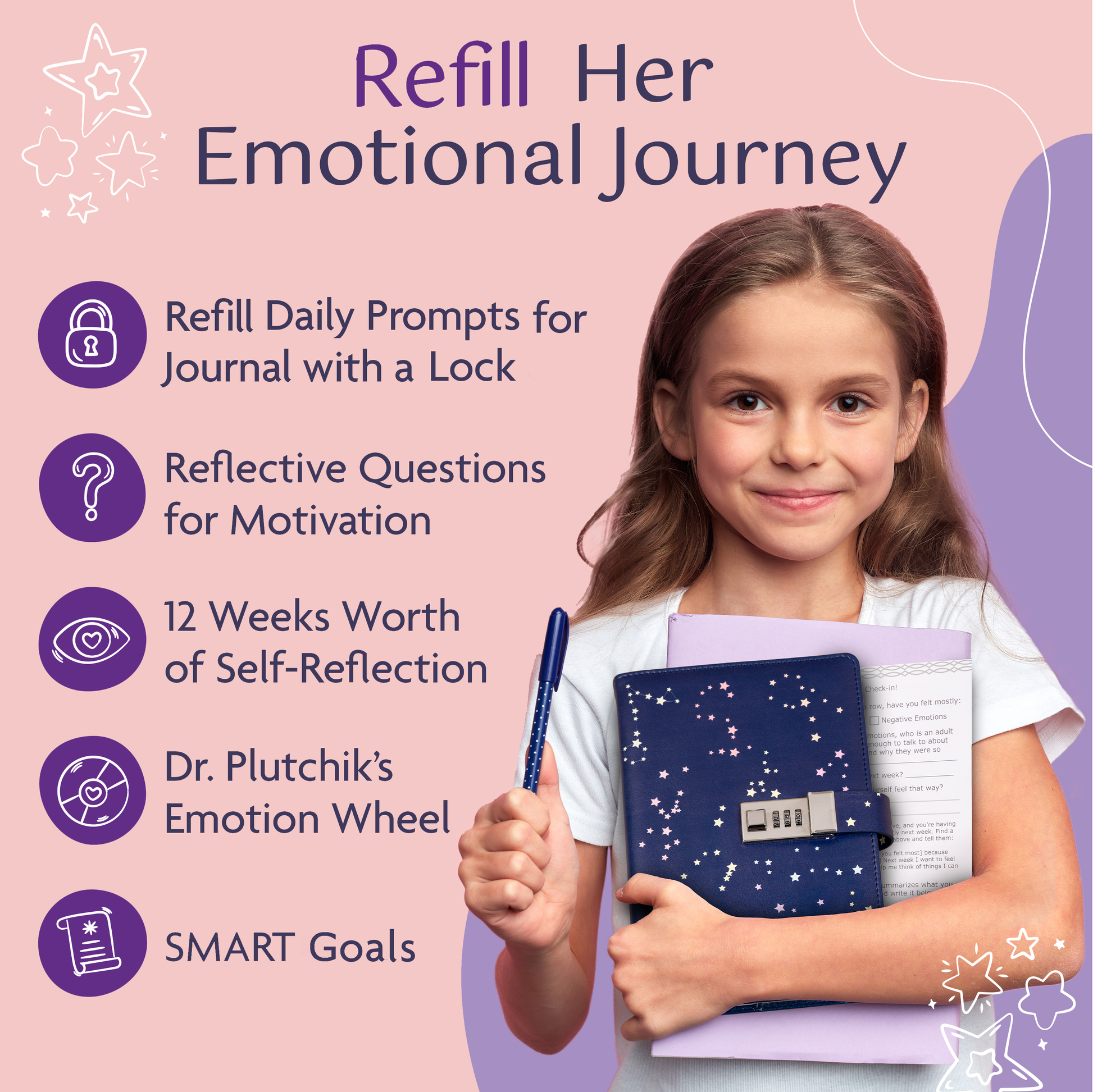 REFILL for "My Feelings are Valid" Daily Locking Prompt Journal Diary for Tweens image 3